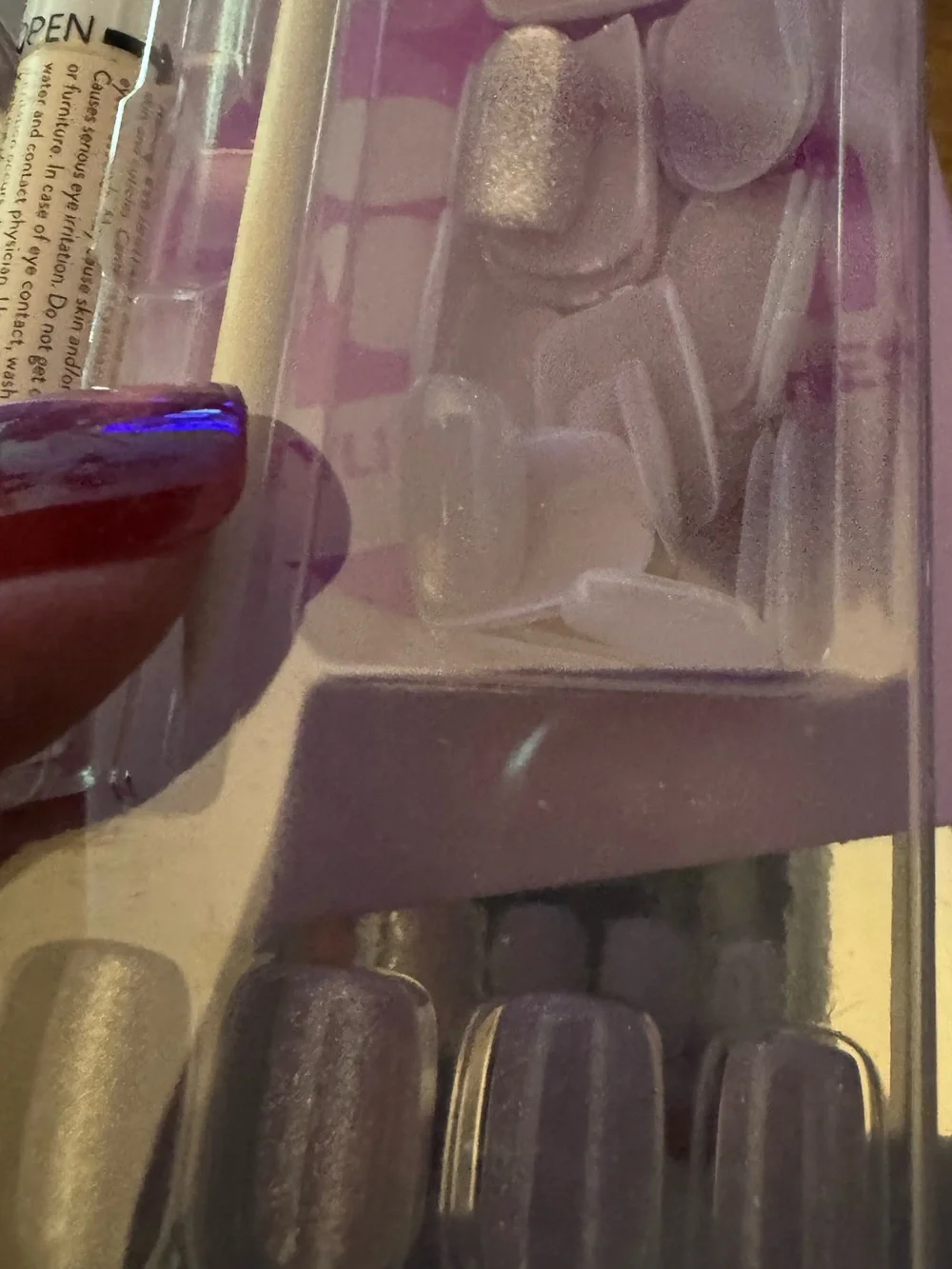 Red Aspen Acrylic Pale Purple Glitter & cats eye finish Press on nails NEW